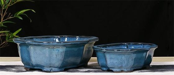 Verglaasde Bonsai 30x23x10cm Blauwe Ceramische Binneninstallatiepotten