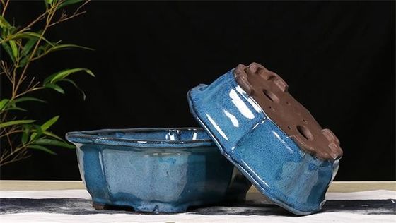 Verglaasde Bonsai 30x23x10cm Blauwe Ceramische Binneninstallatiepotten