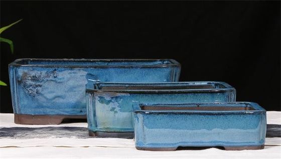 Blauwe 30.3cmx21.6cmx10.5cm Ceramische Verglaasde Bonsaipotten